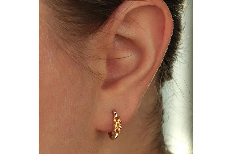 Серьги из жёлтого золота с 6 цитринами