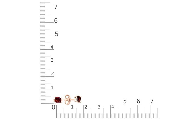 Серьги-пусеты из красного золота с 2 фианитами