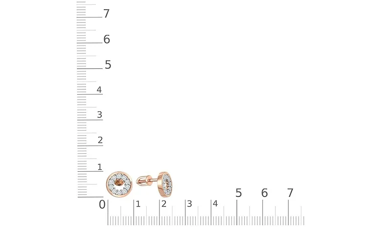 Серьги-пусеты из красного золота с 20 бриллиантами