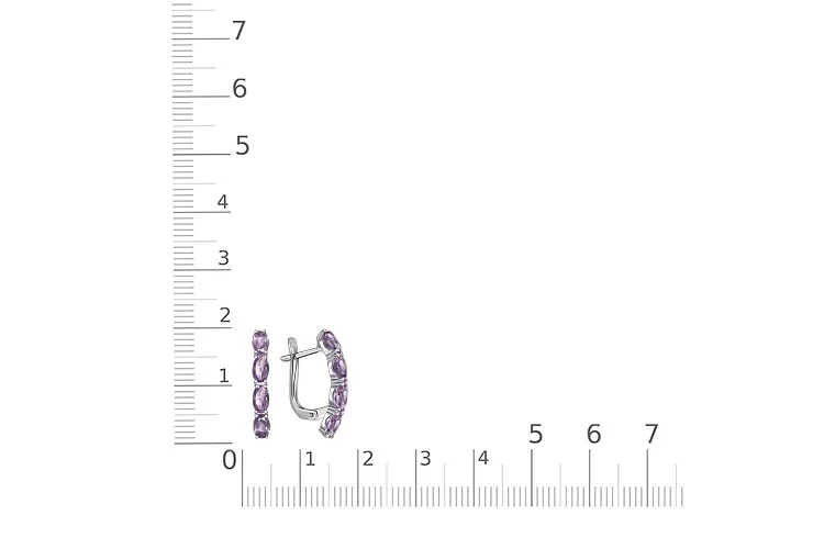 Серьги Дорожки из белого золота с 6 аметистами
