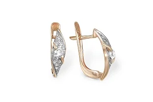 Серьги из красного золота с 26 фианитами