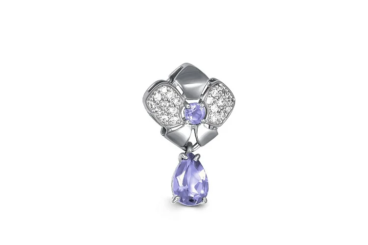 Подвеска Бантик из белого золота с 22 фианитами