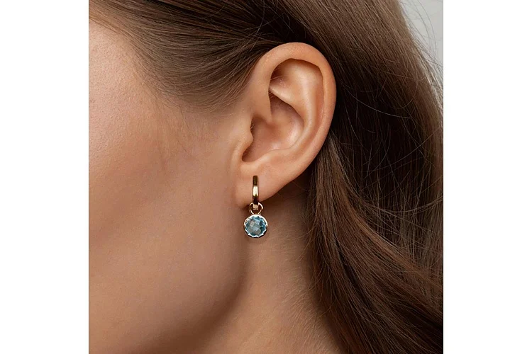 Подвеска серёг-трансформеров из красного золота с топазом swiss