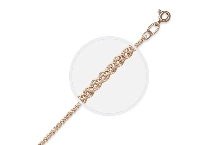 Браслет плетение нонна ⌀ нити 0,60 мм  из красного золота без вставок