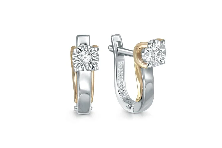 Серьги из белого золота с 2 бриллиантами