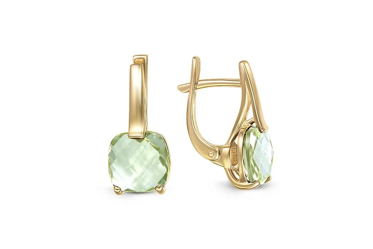 Серьги из жёлтого золота с 2 аметистами