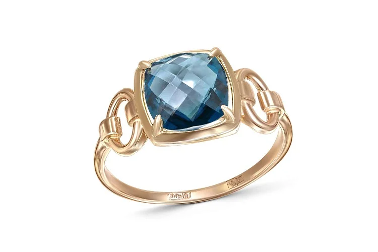 Кольцо из красного золота с кварцем