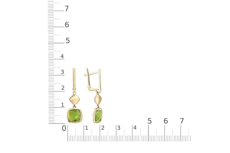 Серьги из жёлтого золота с 2 хризолитами