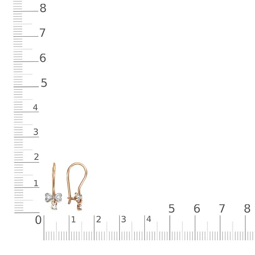 Детские серьги Бантики из красного золота с 6 фианитами