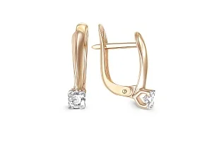 Серьги из красного золота с 2 фианитами