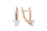 Серьги Сердца из красного золота с 2 муассанитами