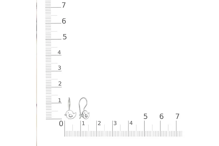 Детские серьги Птицы из белого золота без вставок