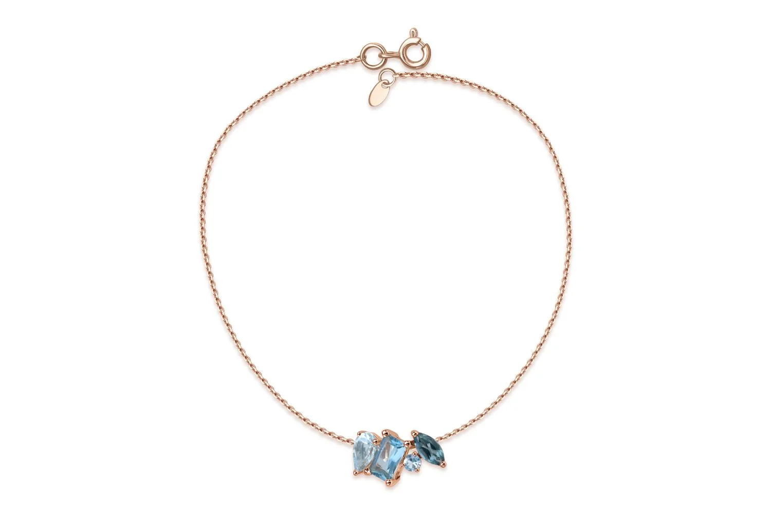 Колье из красного золота с топазом sky, топазами swiss и топазом лондон