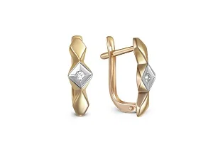Серьги из жёлтого золота с 2 фианитами