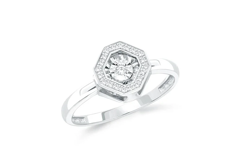 Кольцо из белого золота с 21 бриллиантами