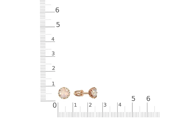 Серьги-пусеты из красного золота с 2 опалами