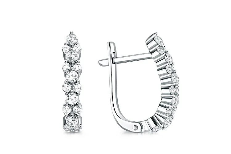 Серьги Дорожки из белого золота с 30 бриллиантами