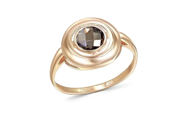 Кольцо из красного золота с раухтопазом