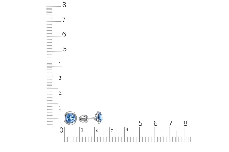 Серьги-пусеты из белого золота с 2 топазами swiss