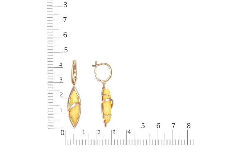 Серьги из красного золота с янтарём