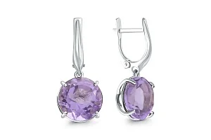 Серьги из белого золота с 2 аметистами