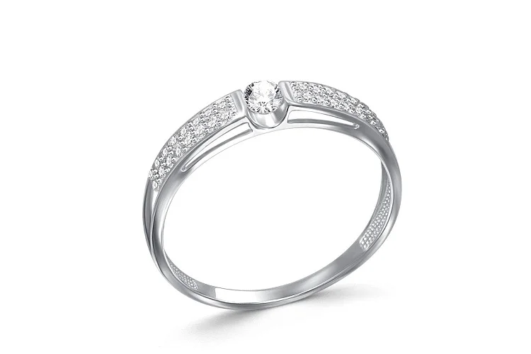 Кольцо Дорожка из белого золота с 33 фианитами