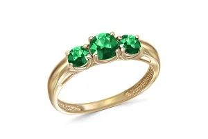 Кольцо из жёлтого золота с 3 изумрудами