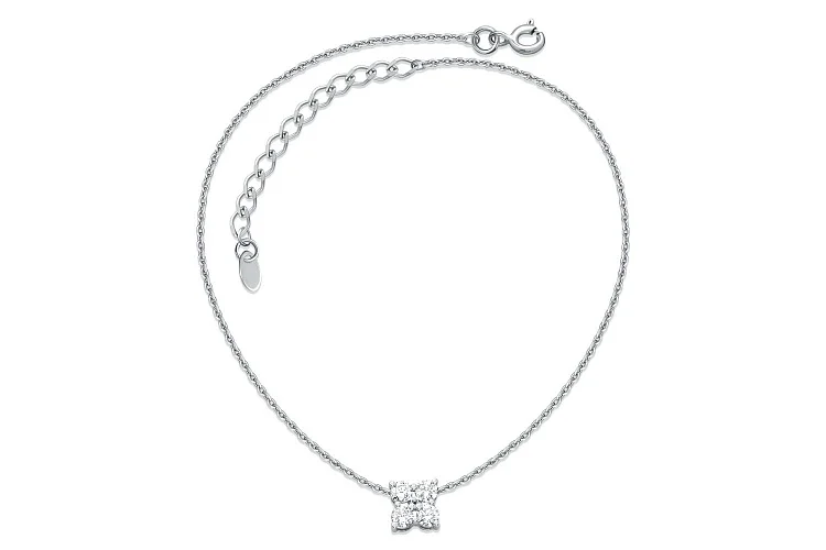 Колье Клевер из белого золота с 4 фианитами