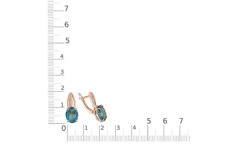 Серьги из красного золота с 2 ситаллами