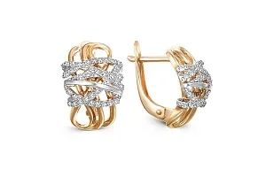 Серьги из красного золота с 74 фианитами