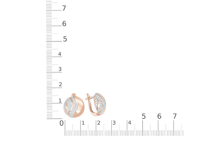 Серьги из красного золота с 78 фианитами