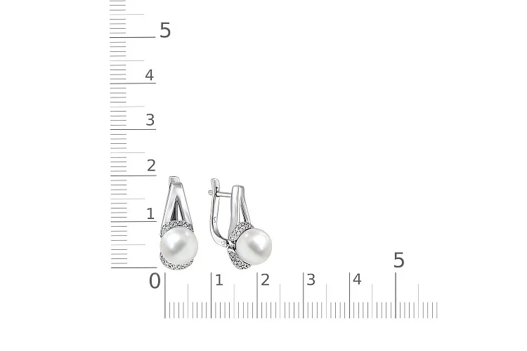 Серьги из белого золота с 2 жемчужинами и 84 бриллиантами