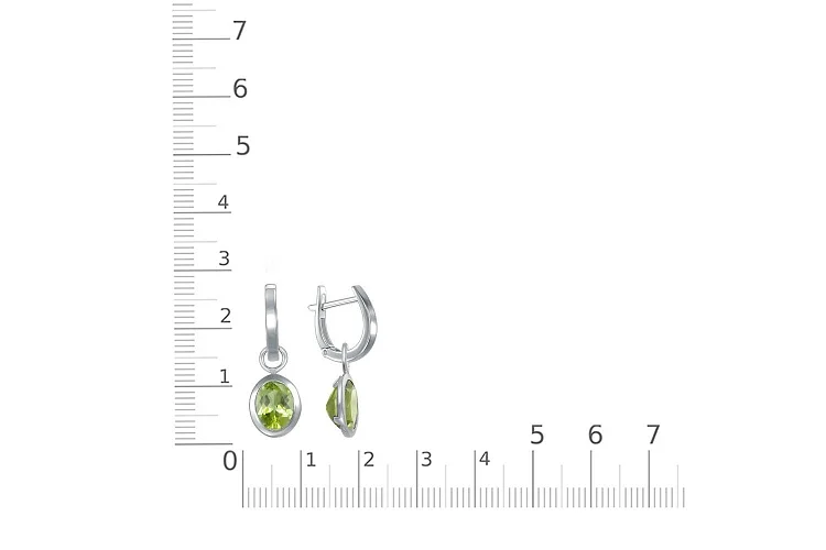 Серьги-трансформеры из белого золота с 2 хризолитами