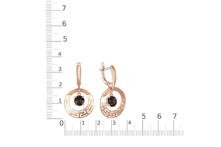 Серьги из красного золота с 2 раухтопазами