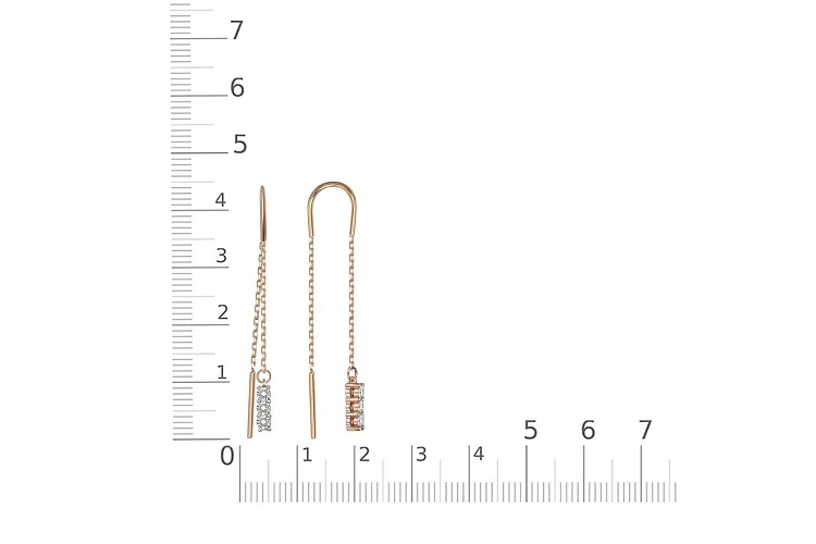Серьги-продёвки из красного золота с 6 бриллиантами