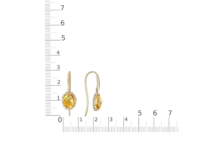 Серьги из жёлтого золота с 2 цитринами