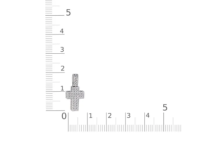 Крест из белого золота с 71 фианитами