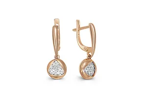Серьги из красного золота с 68 фианитами