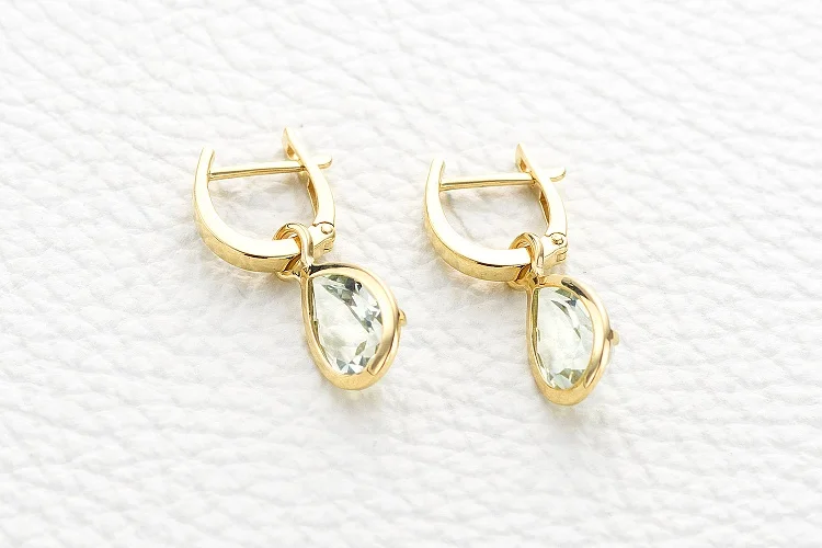 Серьги-трансформеры из жёлтого золота с 2 аметистами