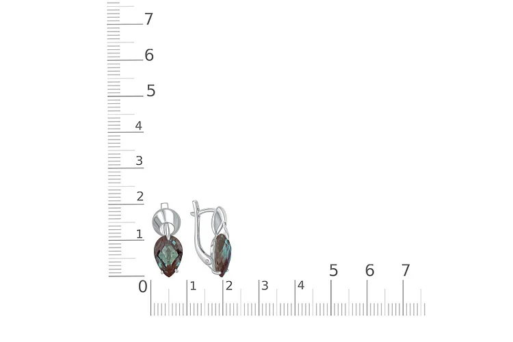 Серьги из белого золота с 2 александритами