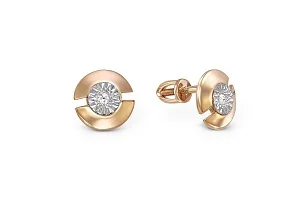 Серьги-пусеты из красного золота с 2 бриллиантами