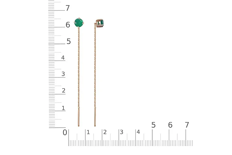 Серьги-продёвки из красного золота с 2 агатами