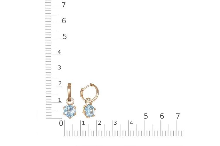 Серьги-трансформеры из красного золота с 2 топазами sky