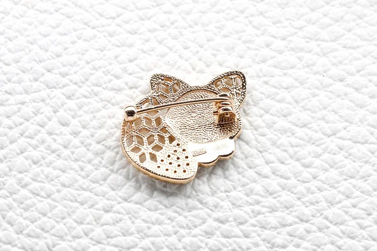 Брошь Лиса из красного золота с 14 фианитами