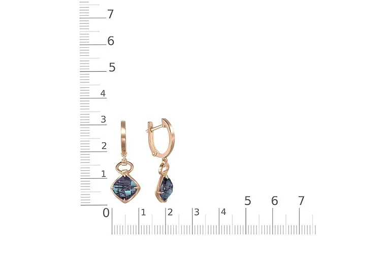 Серьги из красного золота с 2 александритами