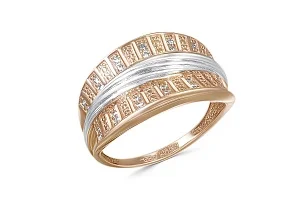 Кольцо из красного золота с 28 фианитами