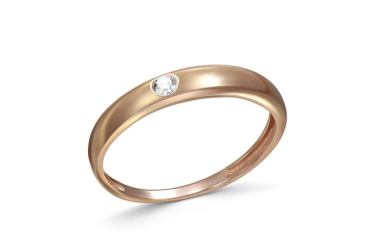 Кольцо из красного золота с бриллиантом