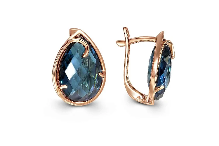 Серьги из красного золота с 2 ситаллами