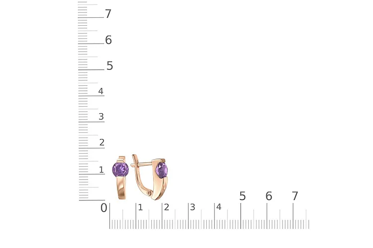 Серьги из красного золота с 2 аметистами