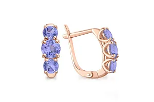 Серьги из красного золота с 6 танзанитами